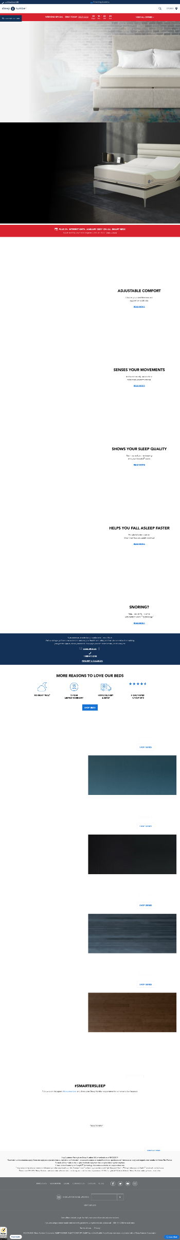Sleep Number Corporation Website Screenshot