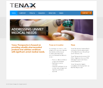 Tenax Therapeutics, Inc. Website Screenshot