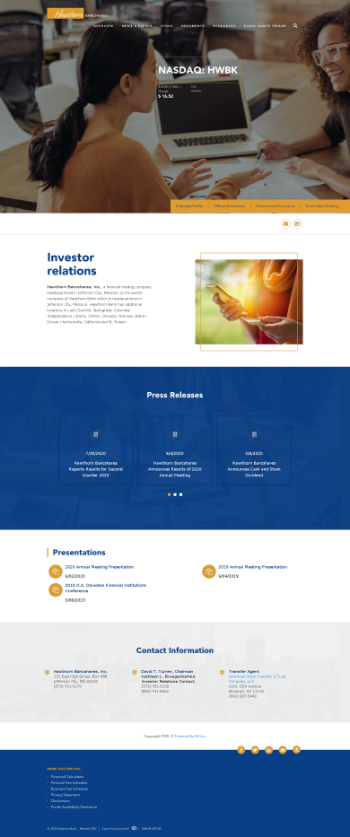 Hawthorn Bancshares, Inc. Website Screenshot