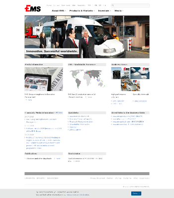 EMS-CHEMIE HOLDING AG Website Screenshot