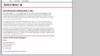 Vestin Realty Mortgage I, Inc Website Screenshot