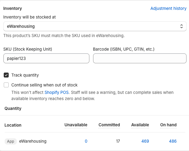 Shopify product inventory settings for stock sync troubleshooting