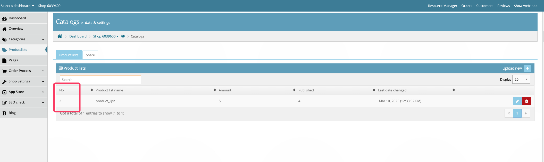 Product Lists
