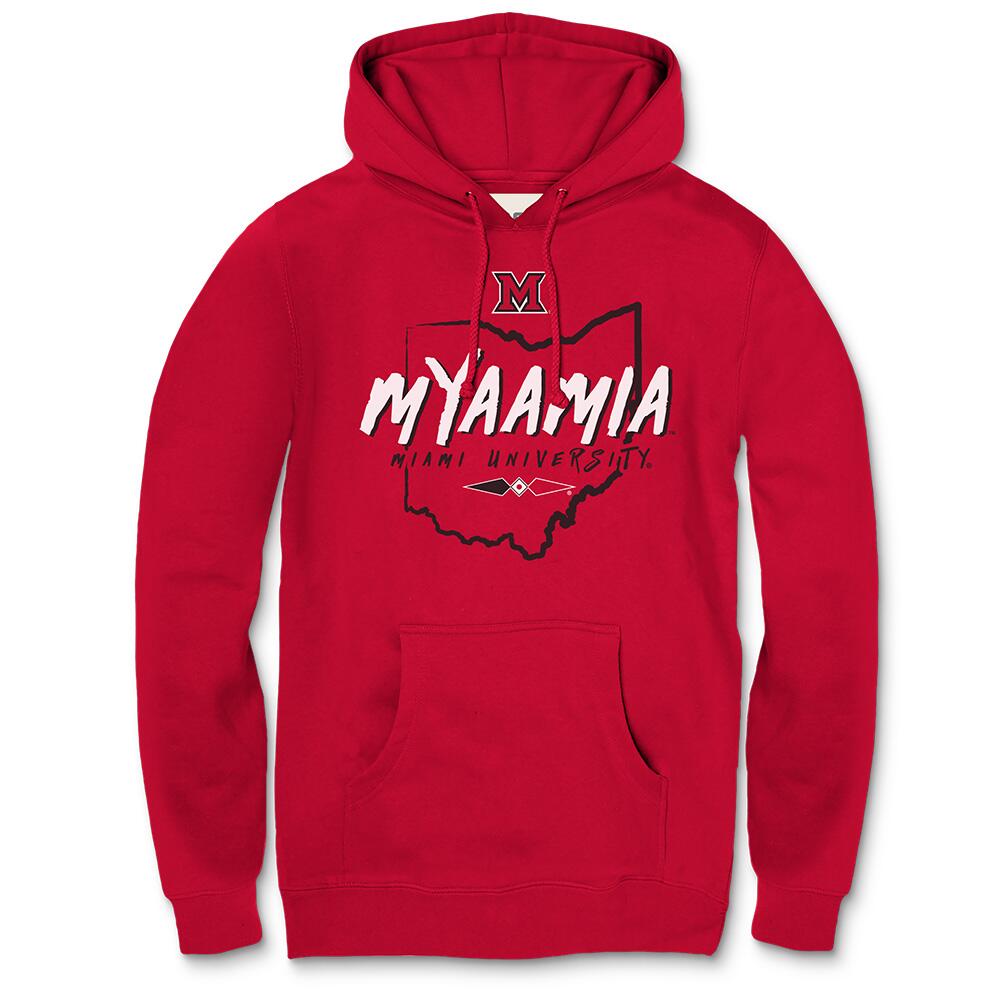 Miami RedHawks Myaamia Pointed State Unisex Fleece Pullover Hoodie