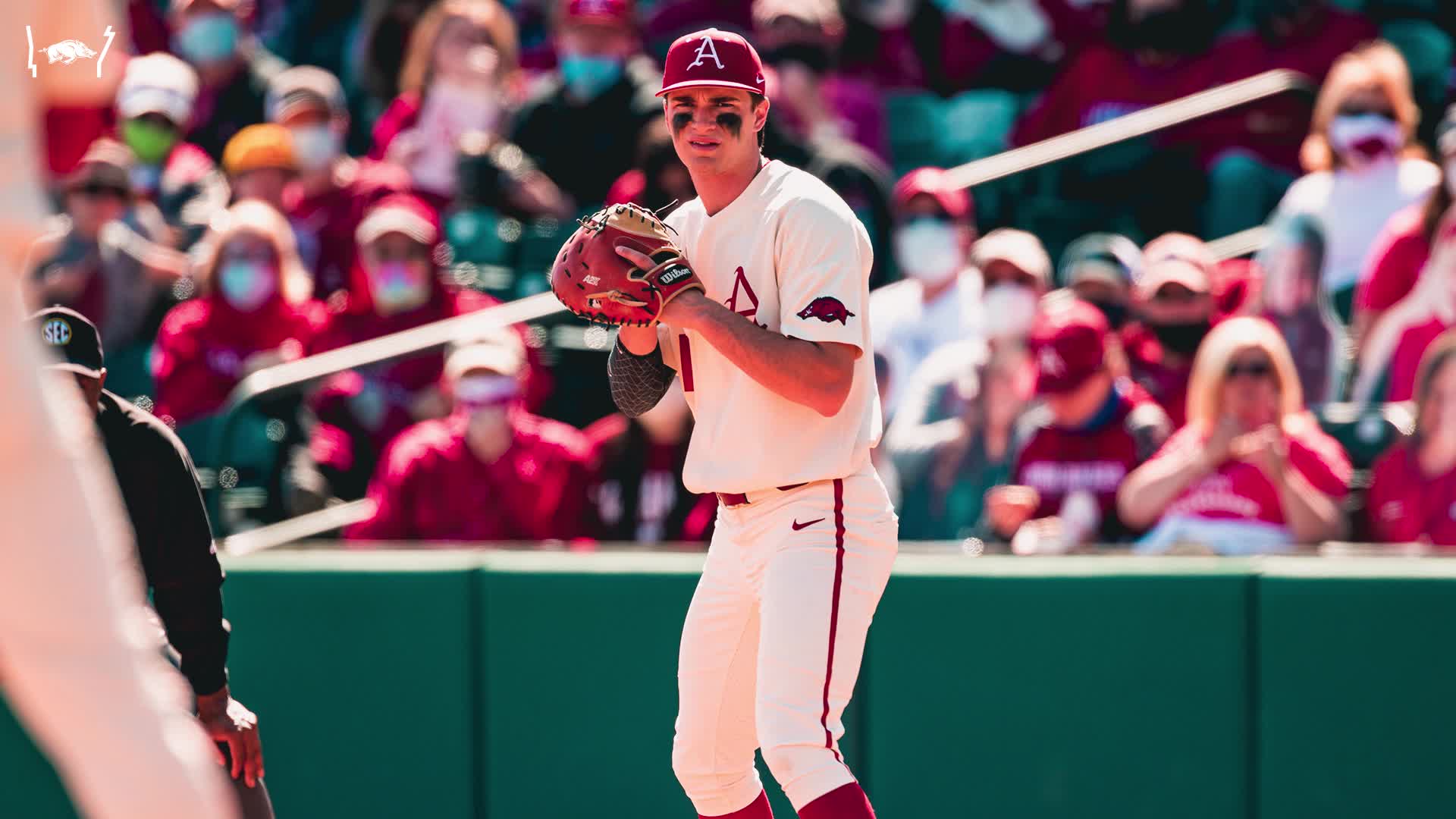 Former Razorback Kevin Kopps cheering hard for former team