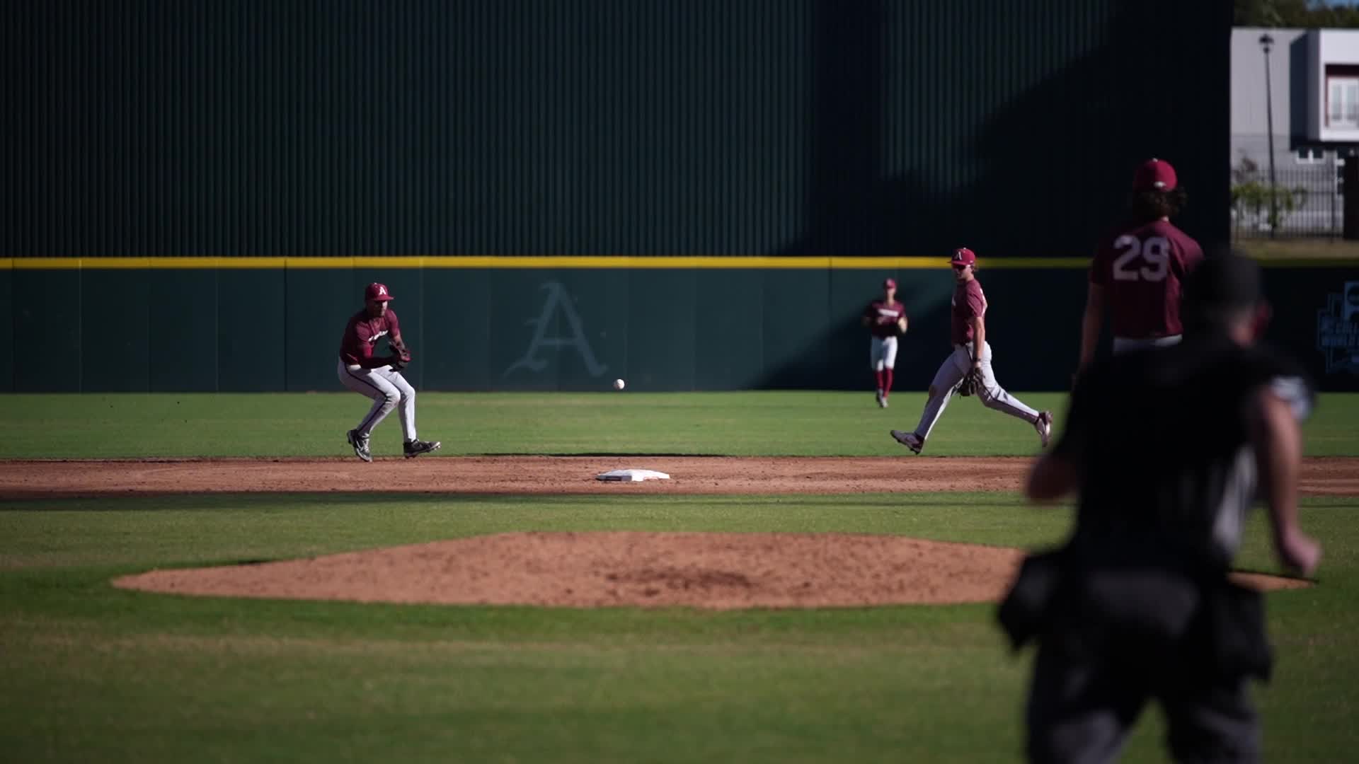 Fayetteville, AR. 6th June, 2015. Arkansas hitter Andrew Benintendi #16  reacts following a four called ball. The Missouri State Bears defeated the  Arkansas Razorbacks 3-1 in the second game of the Super