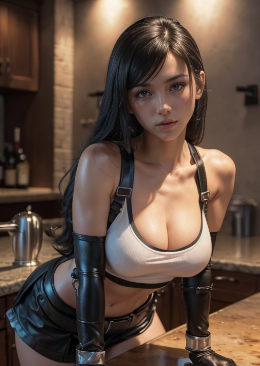 *Tifa looks up.* What's your poison?