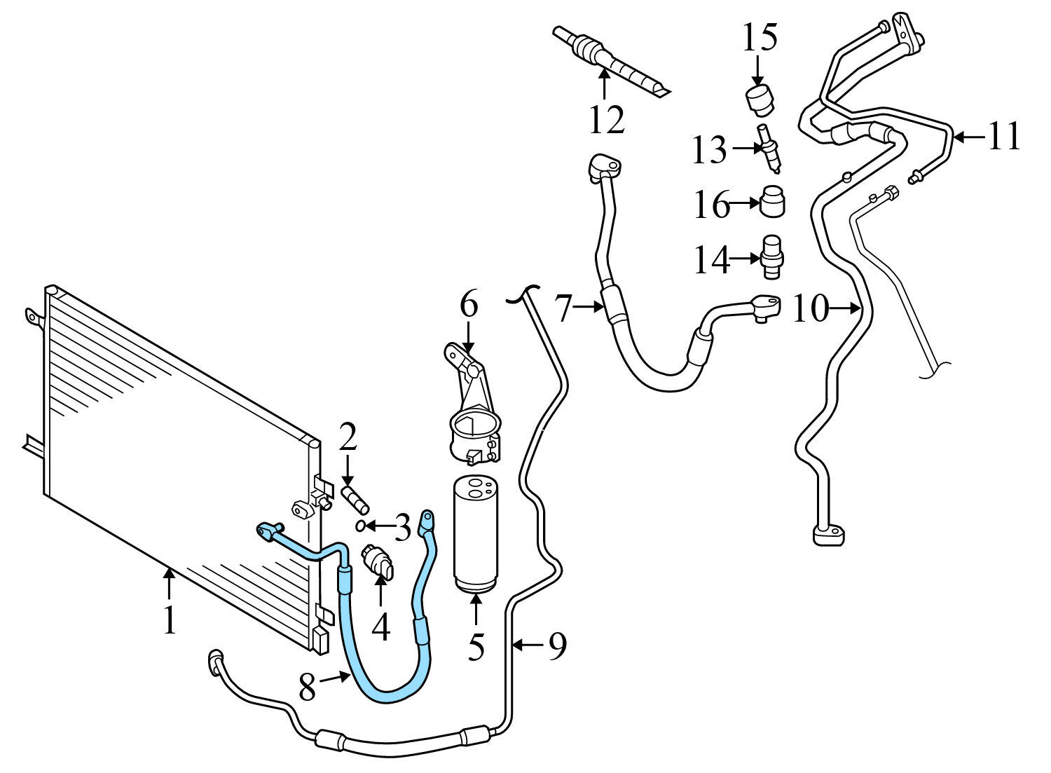 LOWER HIGH PRESSURE AC HOSE / LINE / PIPE