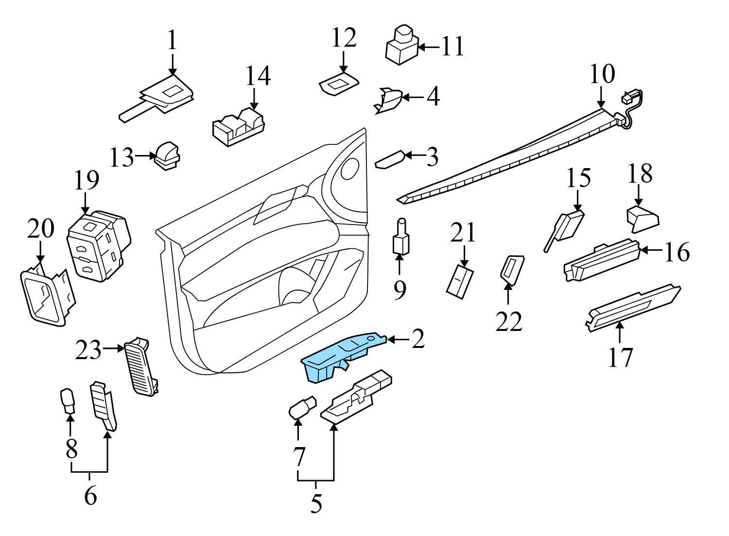 DOOR PANEL MASTER WINDOW SWITCH TRIM / BEZEL