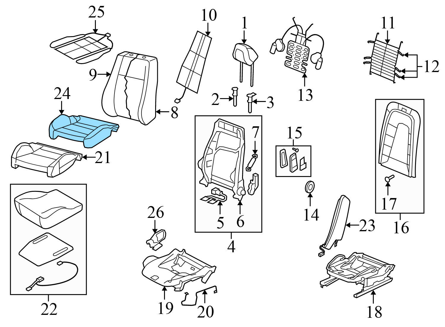 LOWER SEAT BOTTOM CUSHION (LEATHER)