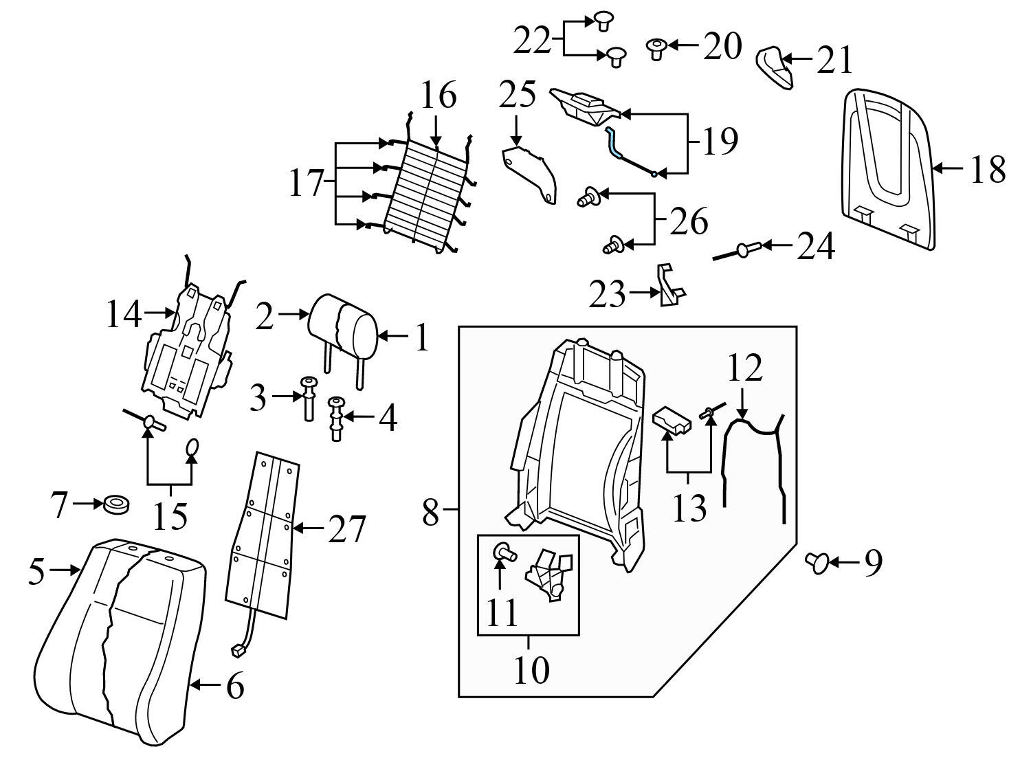 SEAT BACKREST RELEASE / FOLD LEVER