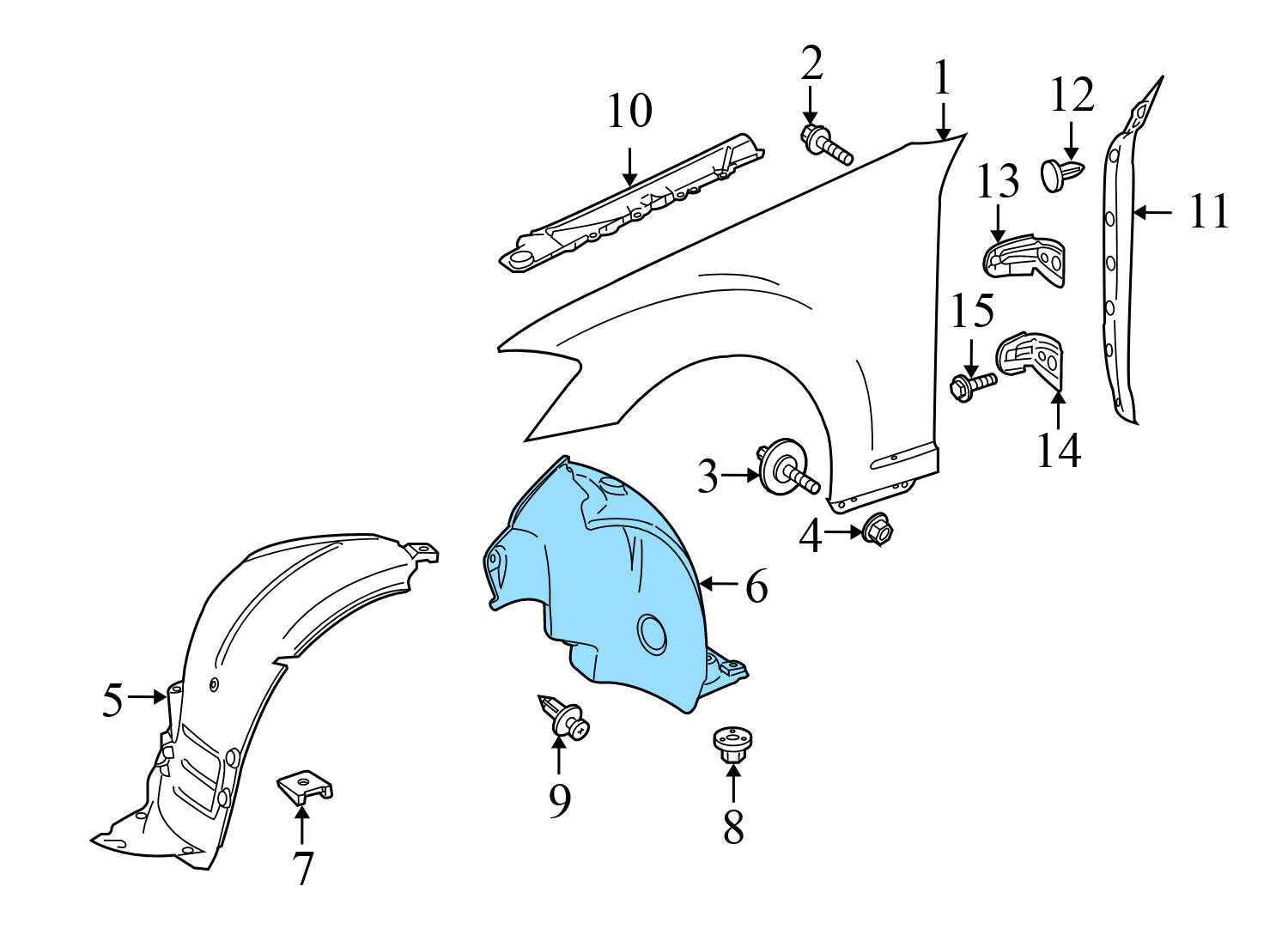 FENDER LINER / WHEEL HOUSING COVER (REARWARD)