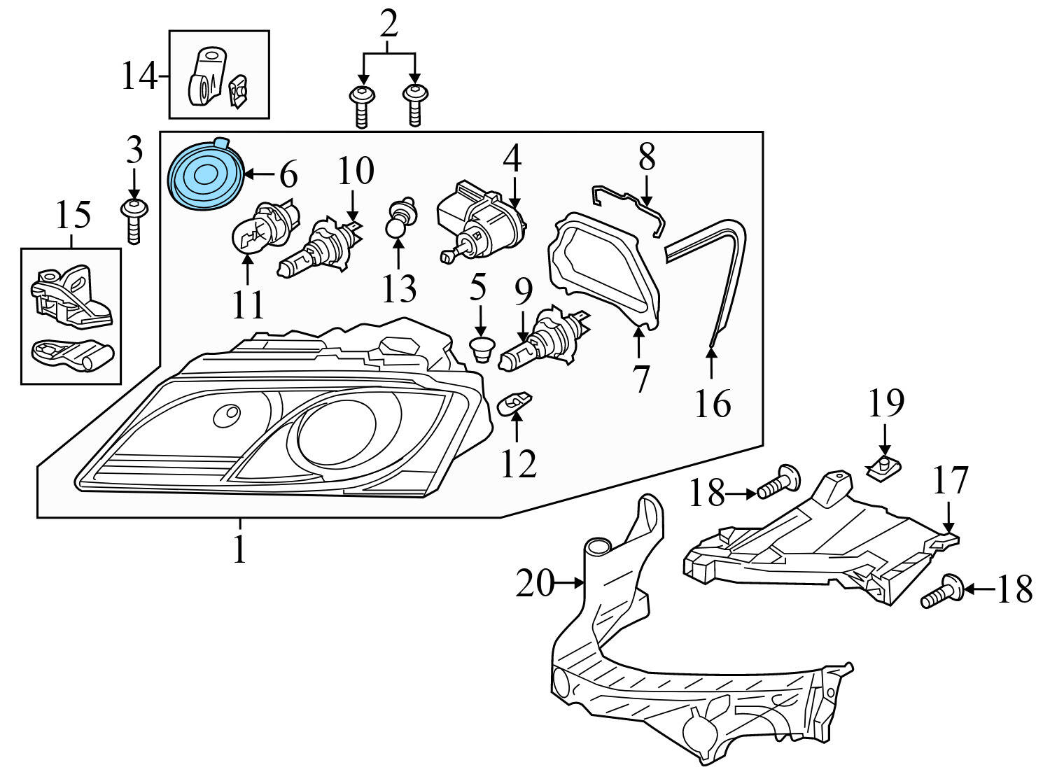 INNER HEADLIGHT CAP / COVER