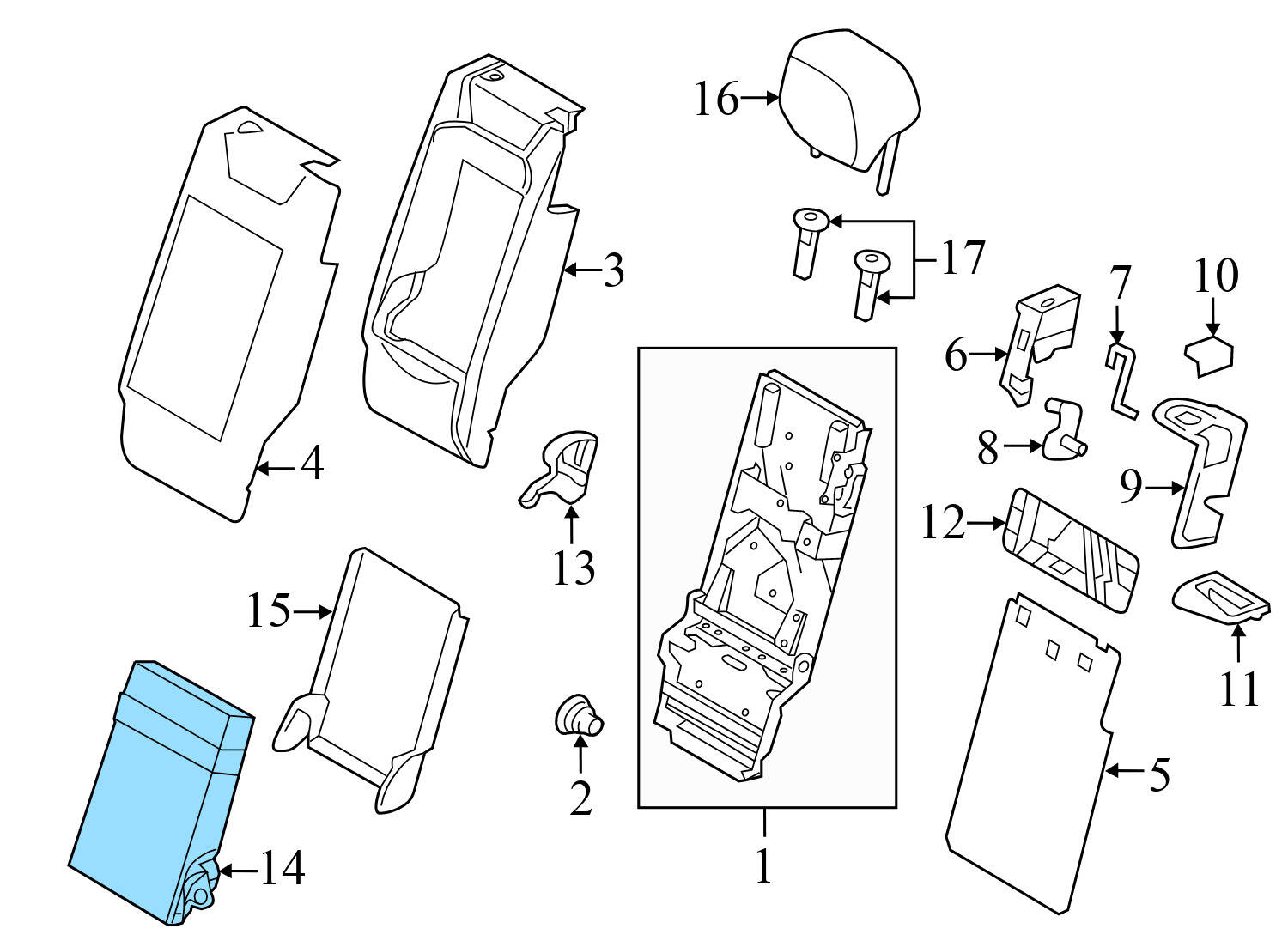 SEAT CENTER ARMREST / CUP HOLDER