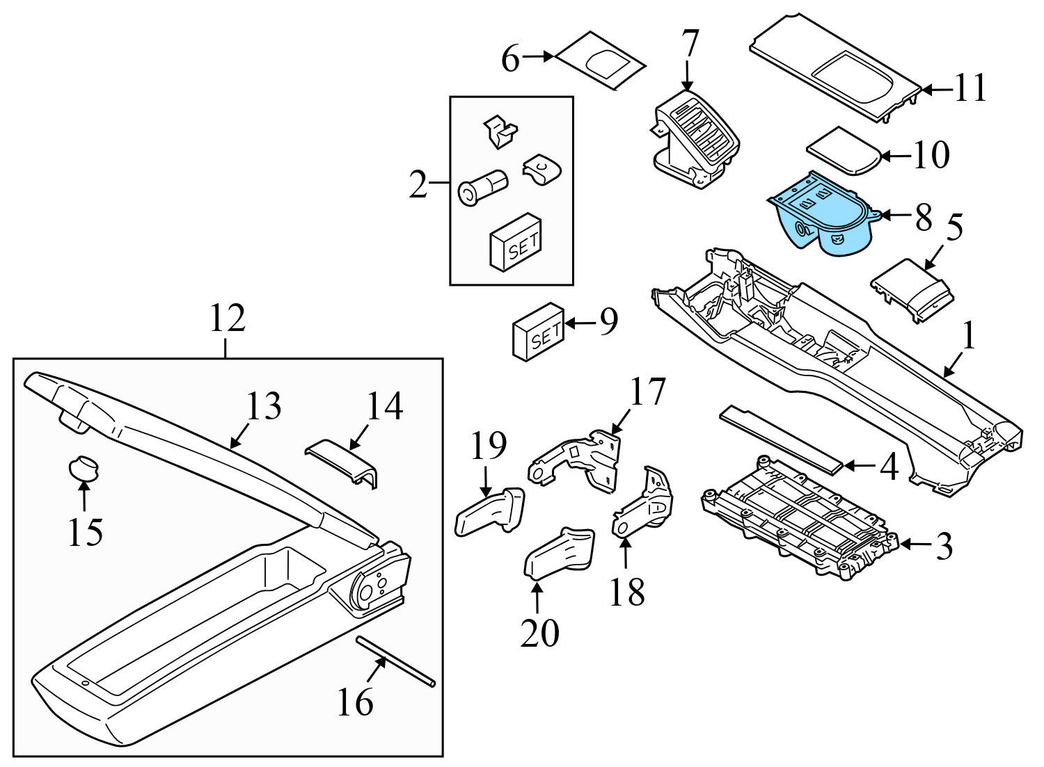 CENTER CUP HOLDER w/ COVER TRIM