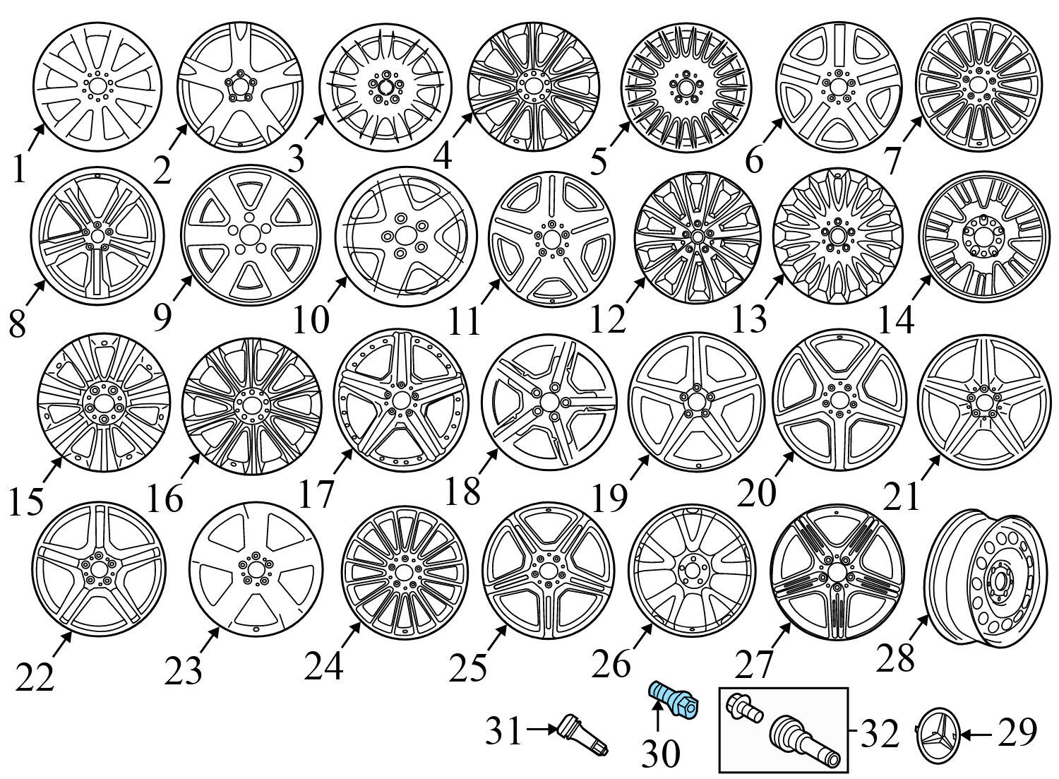 WHEEL BOLT / LUG NUT SET (5)