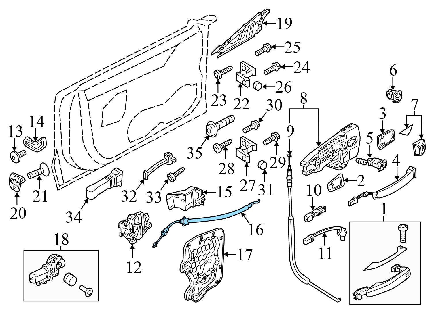 INTERIOR DOOR HANDLE RELEASE / BOWDEN CABLE