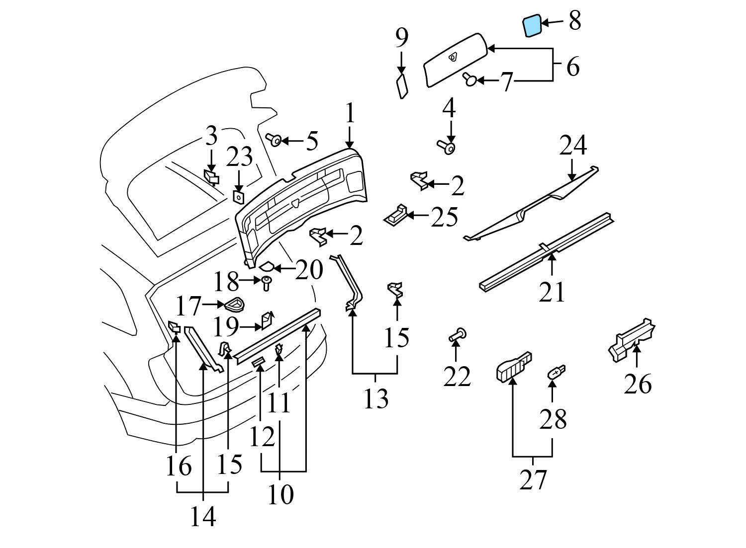 TRUNK HATCH TAIL LIGHT COVER / PANEL