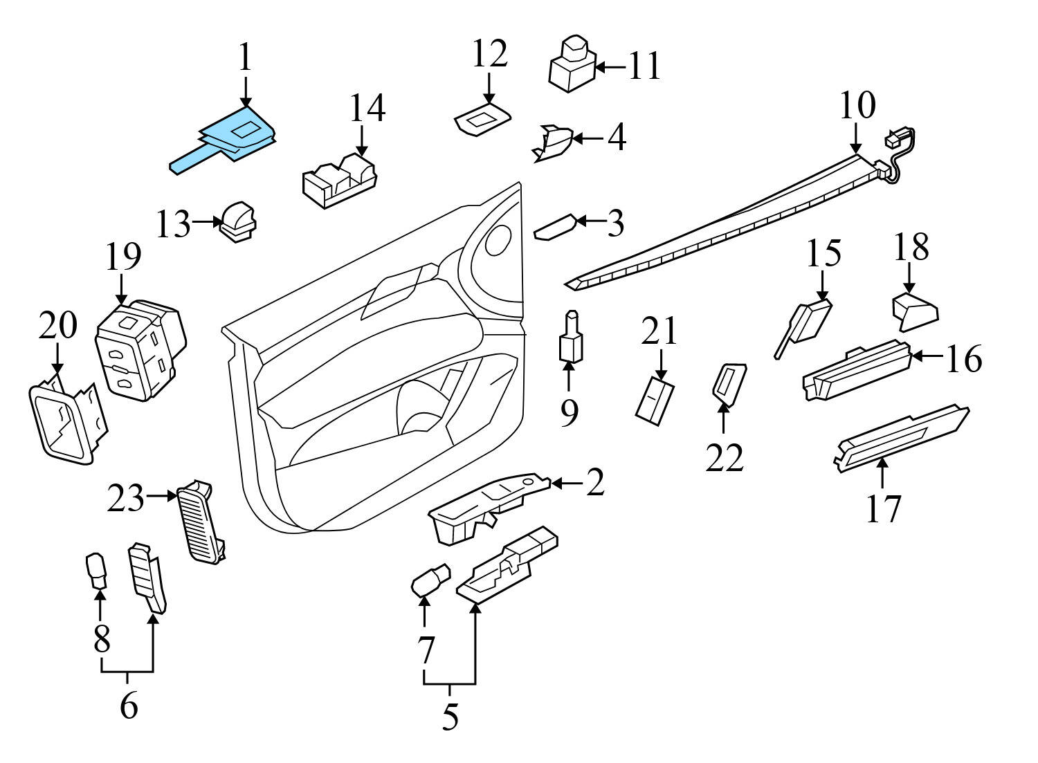 DOOR PANEL WINDOW SWITCH BEZEL / TRIM