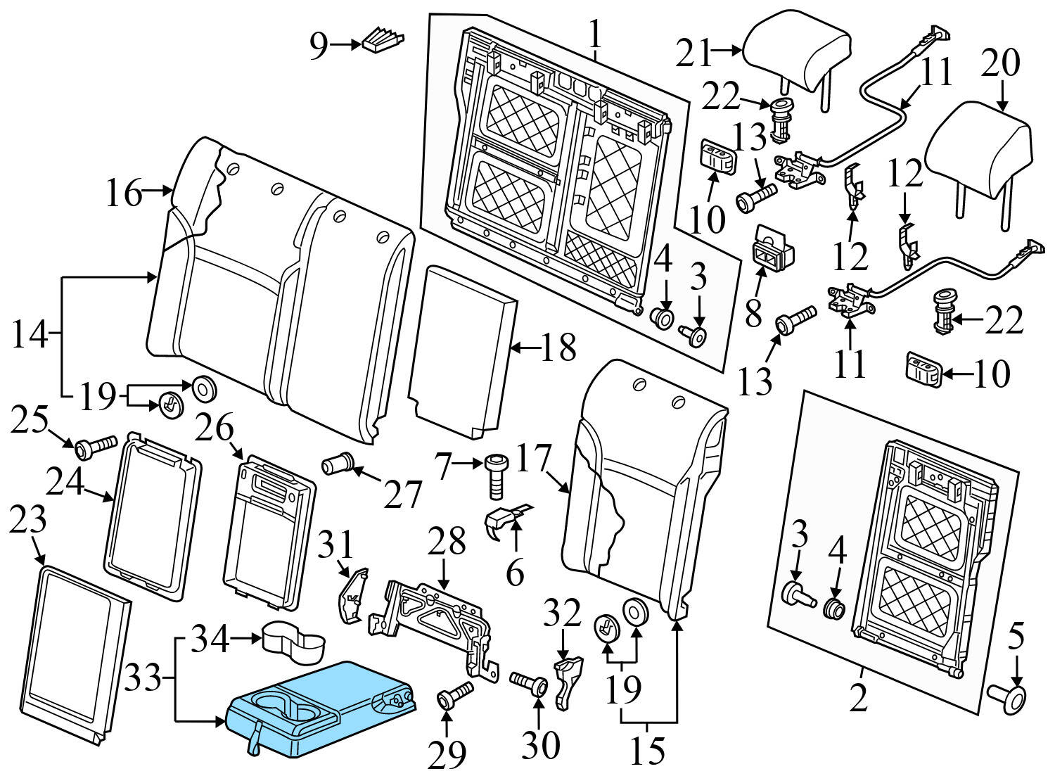 CENTER SEAT ARMREST / CUP HOLDER