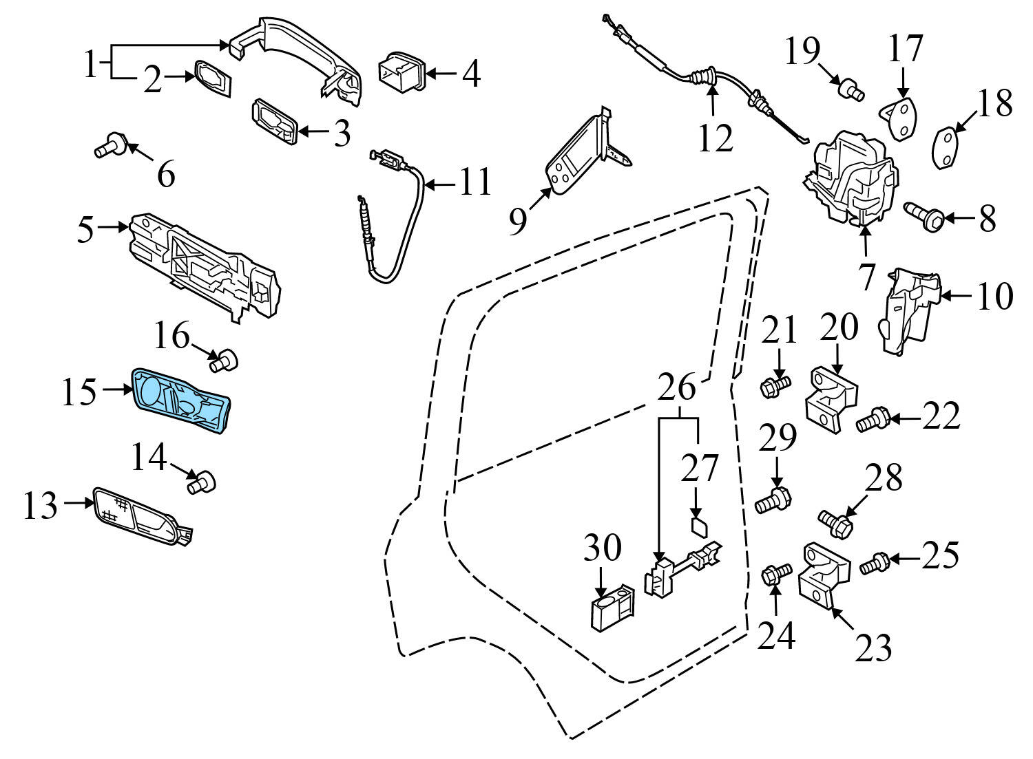 INTERIOR DOOR HANDLE MOUNT / BRACKET