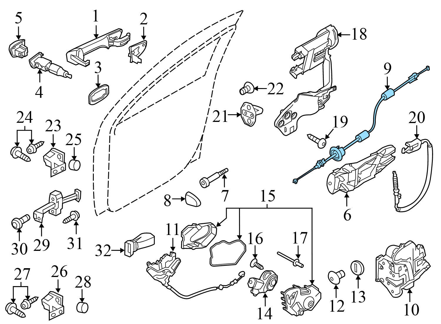 DOOR HANDLE RELEASE / BOWDEN CABLE