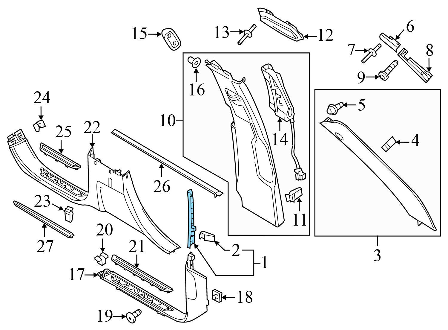 CENTER A PILLAR TRIM / PANEL