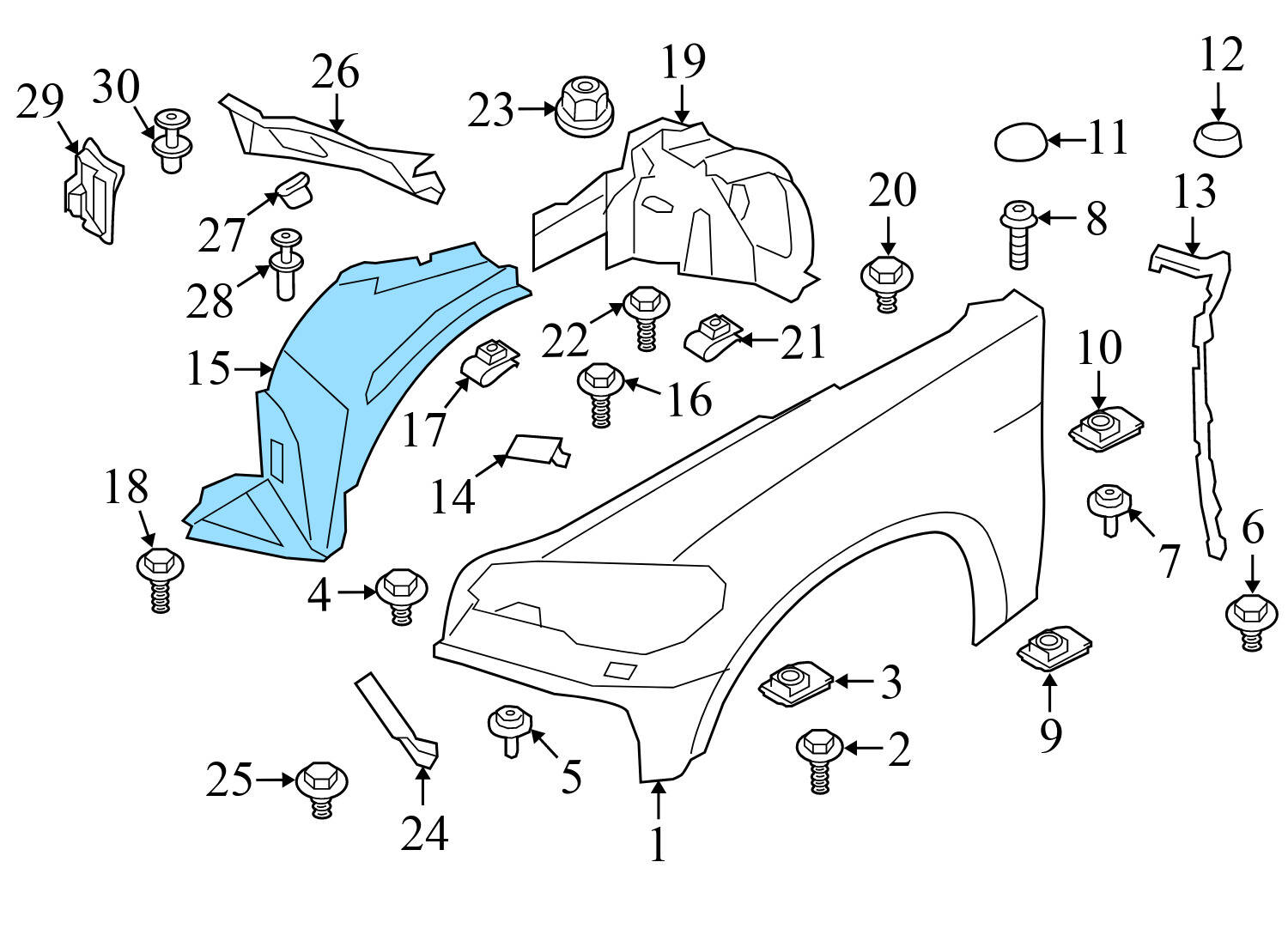 FENDER LINER / WHEEL HOUSING COVER (FRONT PART)