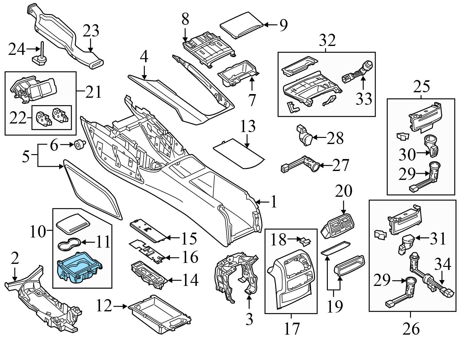CENTER CONSOLE CUP HOLDER COVER / MOUNT