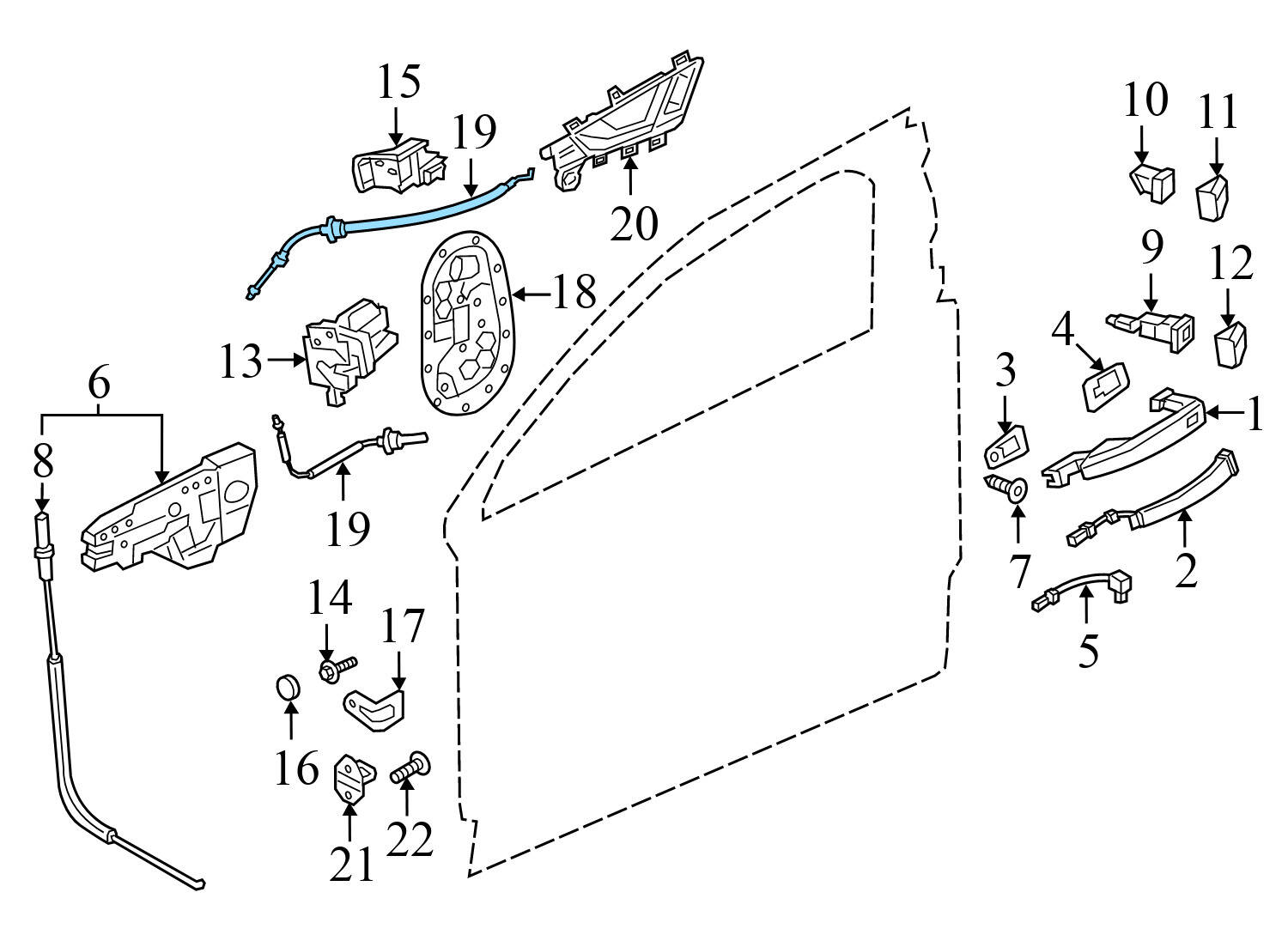 INTERIOR DOOR HANDLE RELEASE / BOWDEN CABLE