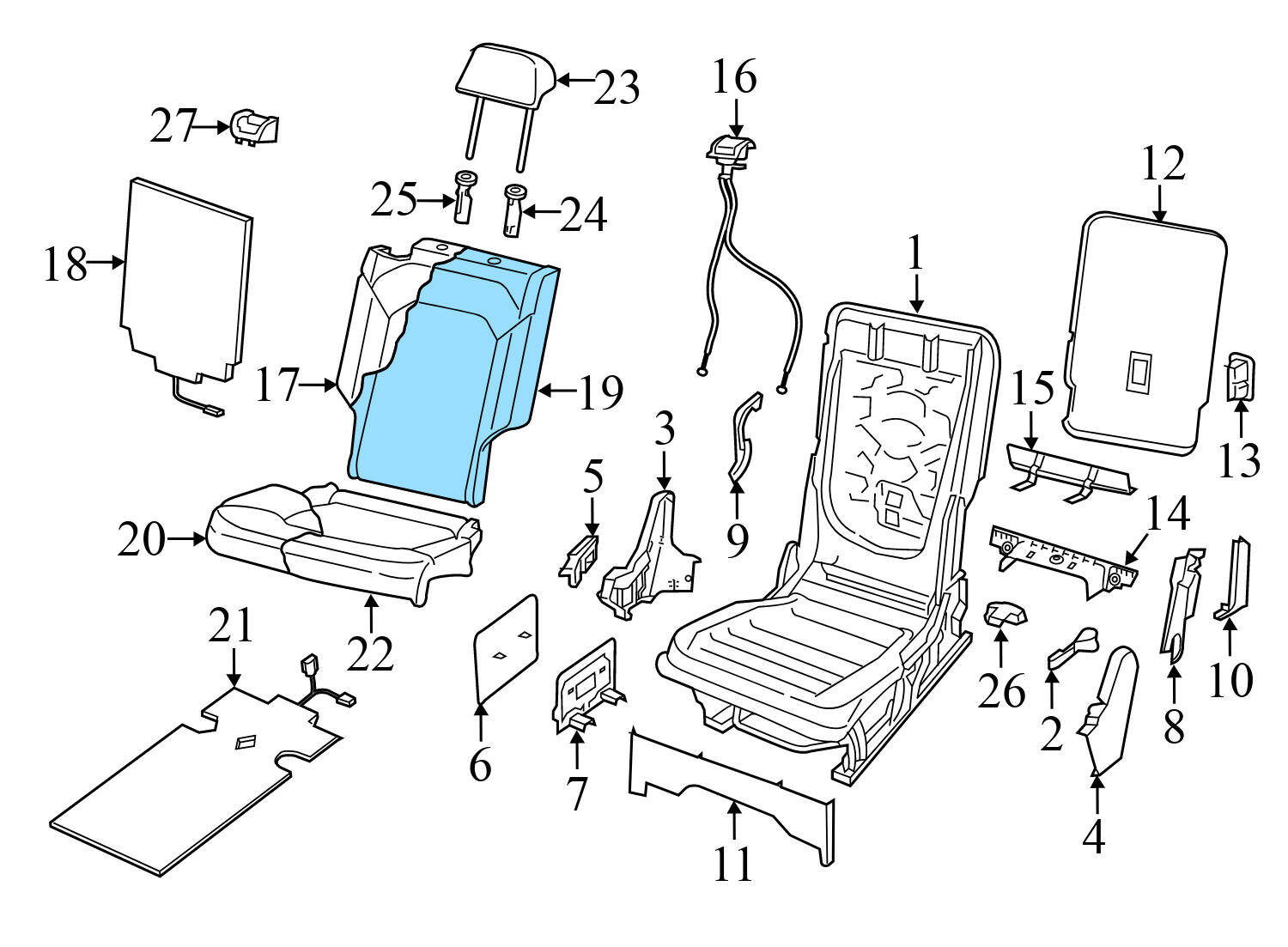 2ND ROW SEAT UPPER BACKREST CUSHION