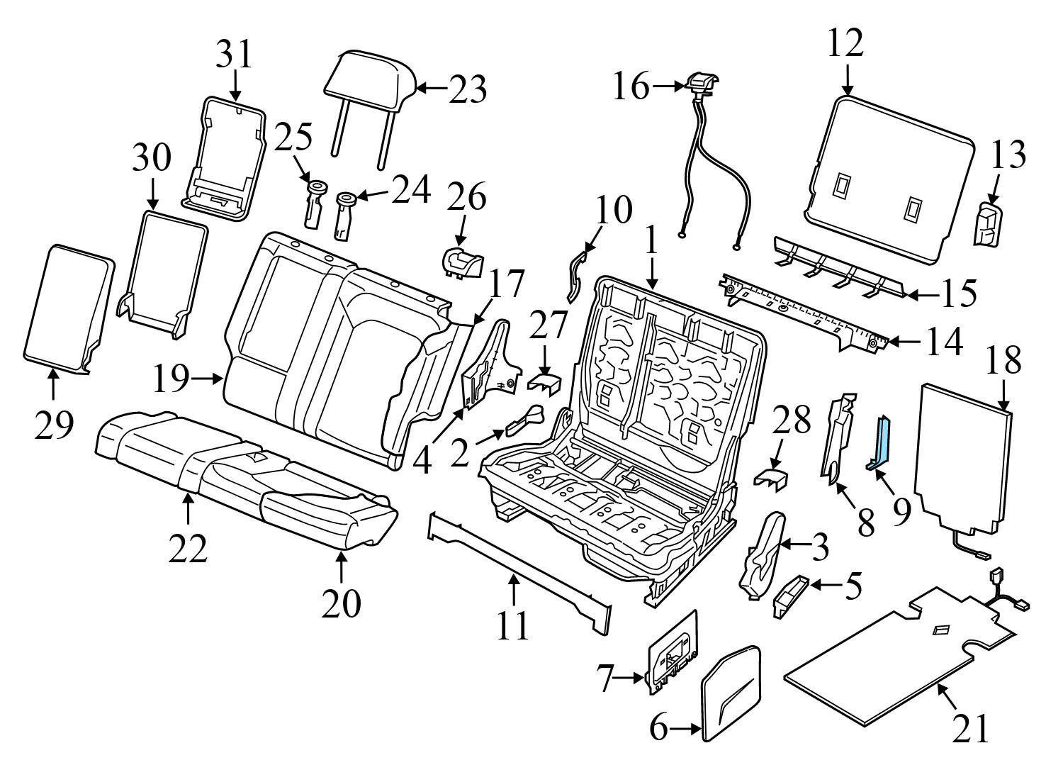 2ND ROW SEAT TRIM (LEFT SIDE)