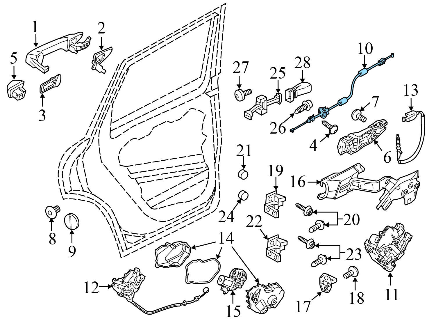 DOOR HANDLE RELEASE / BOWDEN CABLE