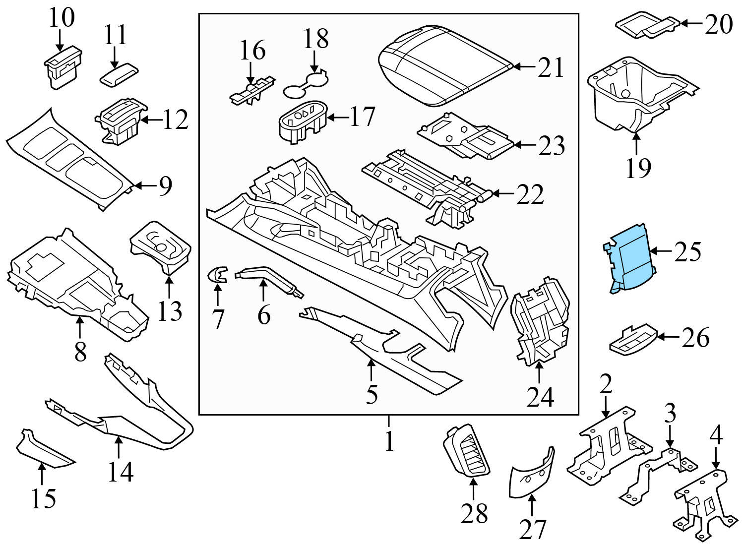 CENTER CONSOLE STORAGE BIN