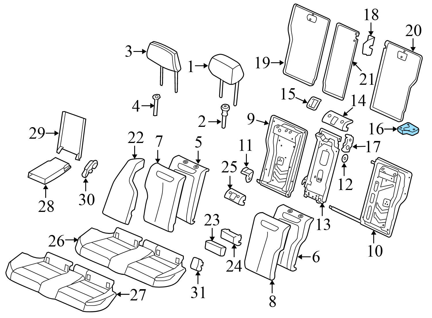 UPPER SEAT BACKREST LOCK / LATCH