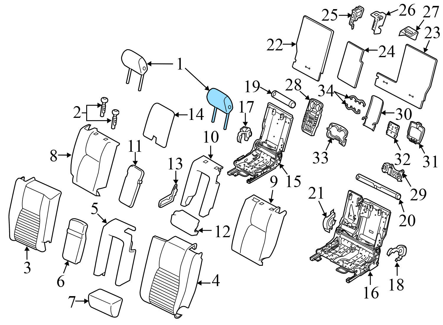 SEAT HEADREST / HEAD REST (OUTER)