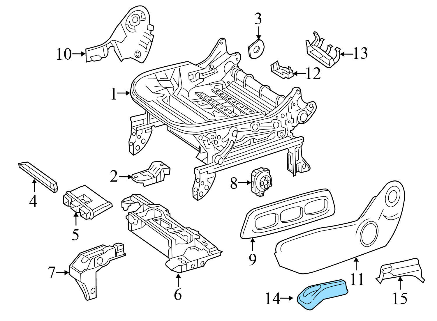 OUTER SEAT RAIL (FRONT LEFT)