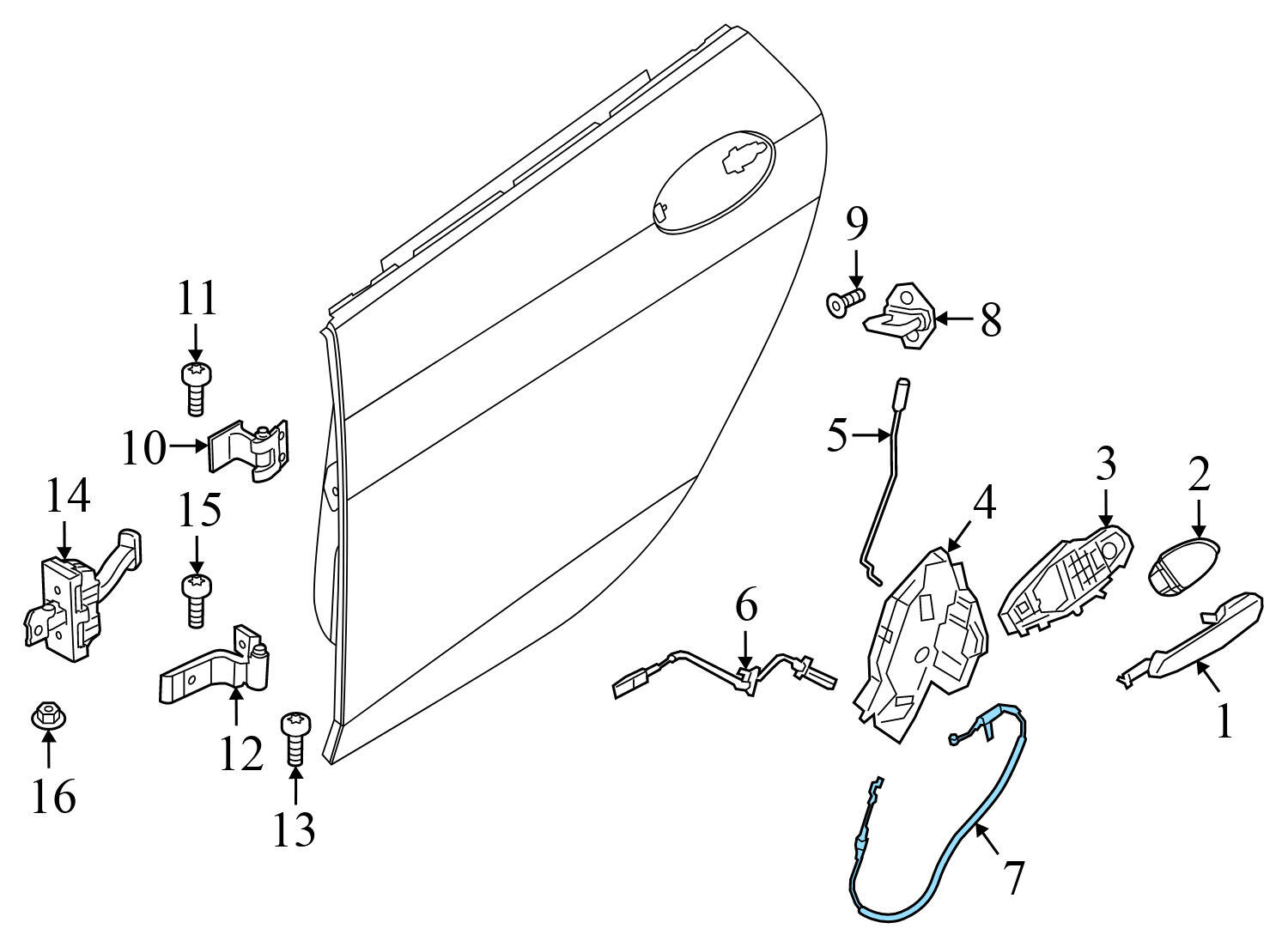 EXTERIOR DOOR HANDLE RELEASE / BOWDEN CABLE