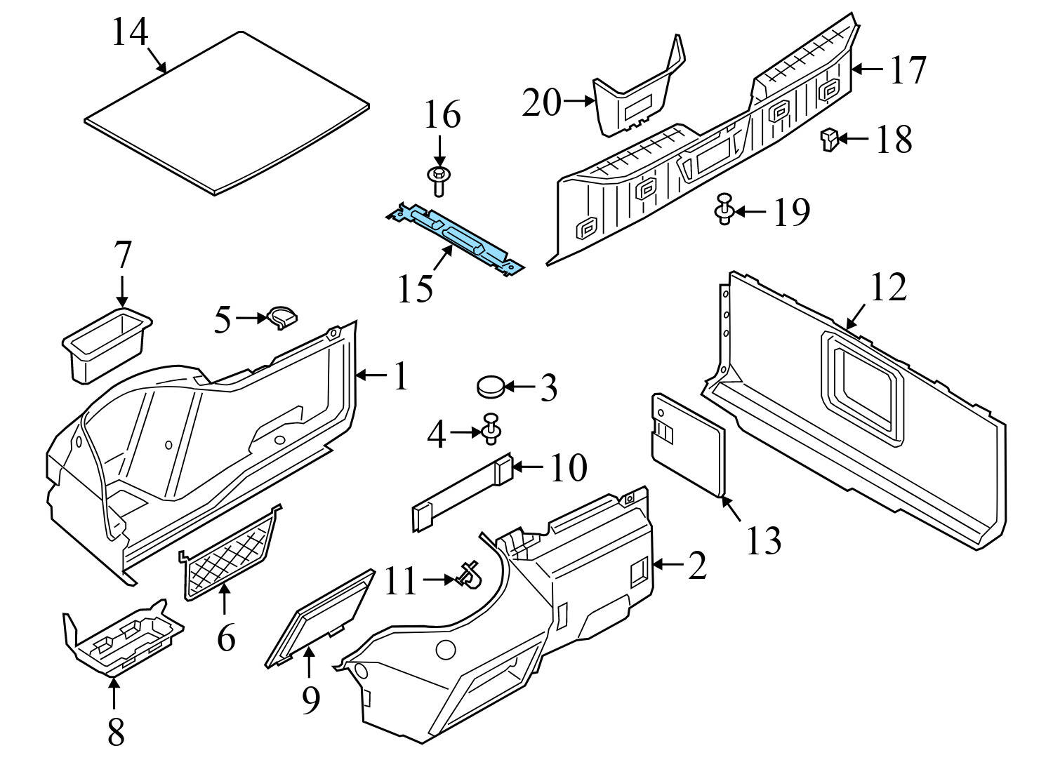 TRUNK MAT / SPARE TIRE COVER BRACKET