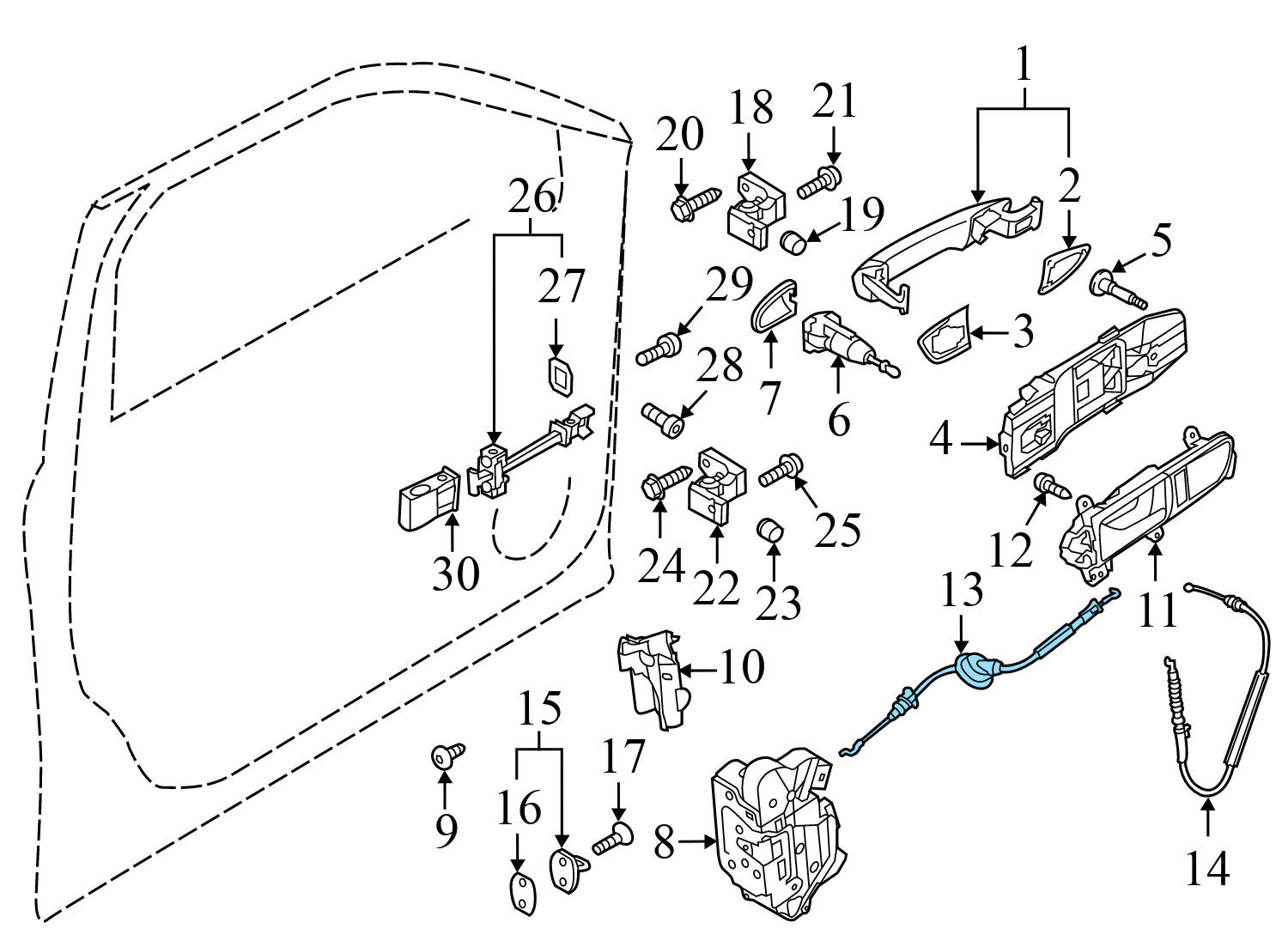 INTERIOR DOOR HANDLE RELEASE / BOWDEN CABLE