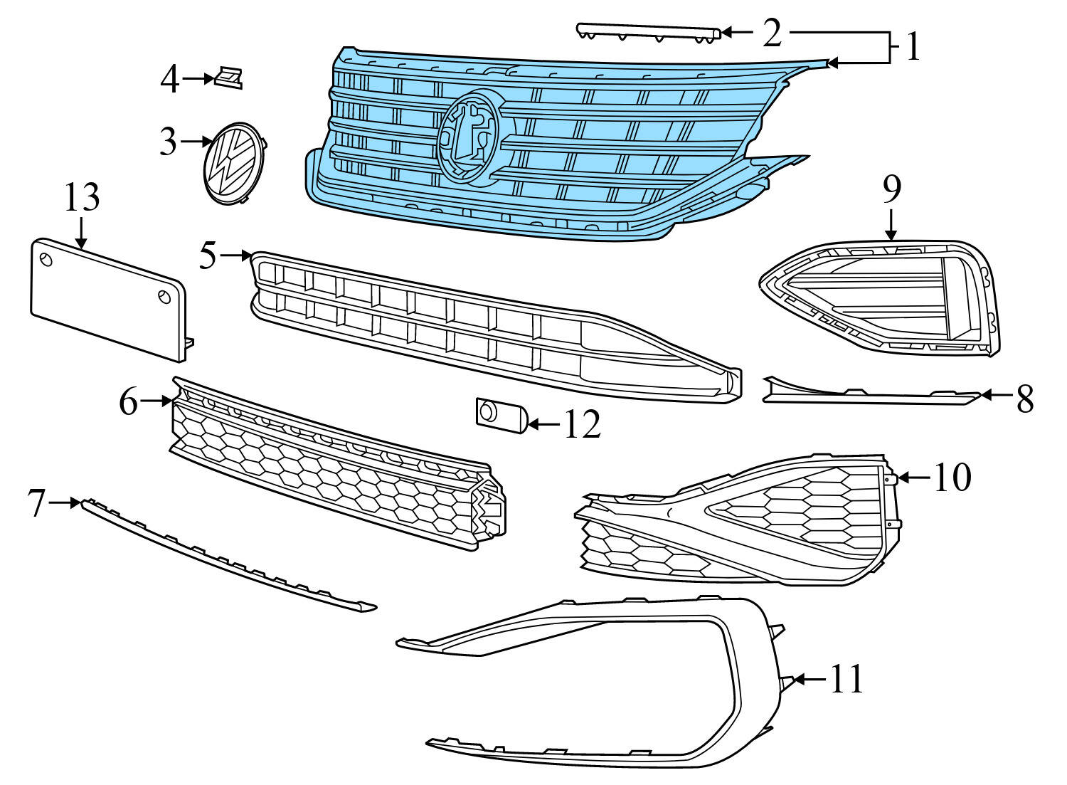 UPPER RADIATOR GRILLE ASSEMBLY