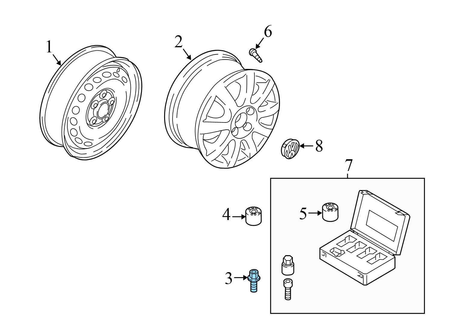 WHEEL BOLT / LUG NUT SET (5)
