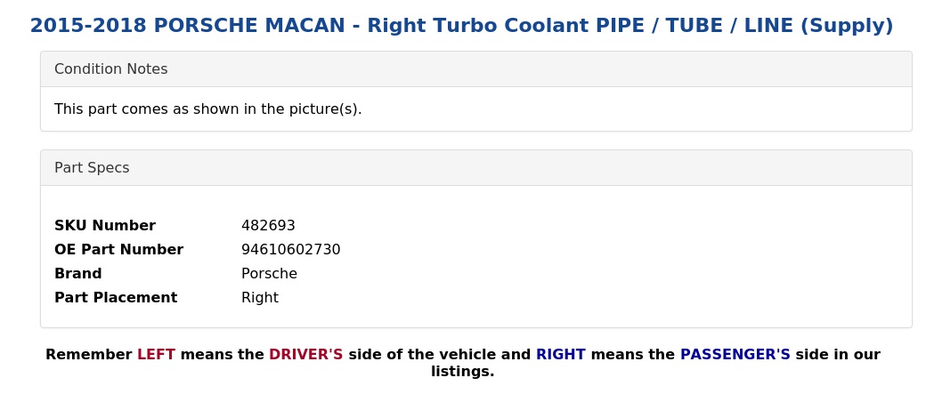 TURBO COOLANT PIPE / TUBE / LINE (SUPPLY)