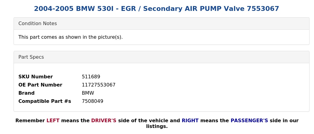 EGR / SECONDARY AIR PUMP VALVE