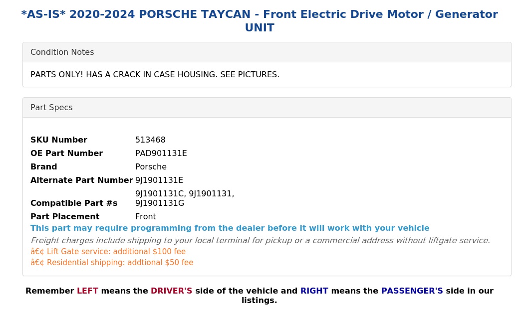ELECTRIC DRIVE MOTOR / GENERATOR UNIT