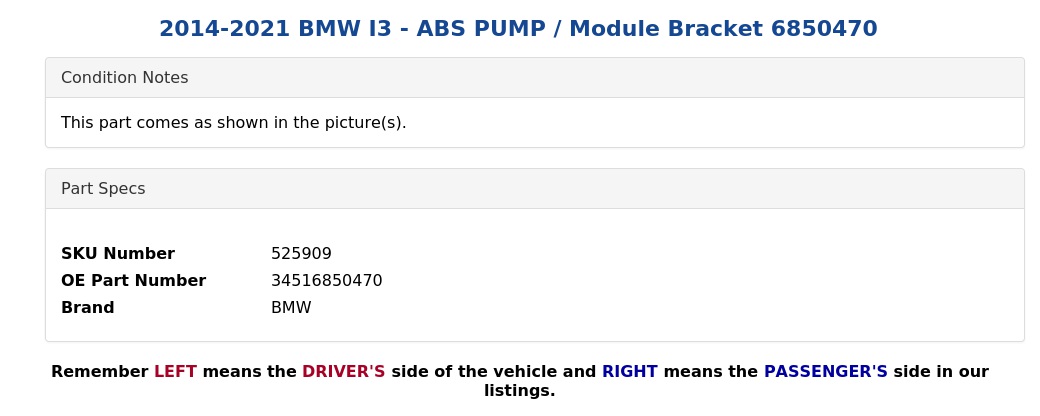 ABS PUMP / MODULE BRACKET
