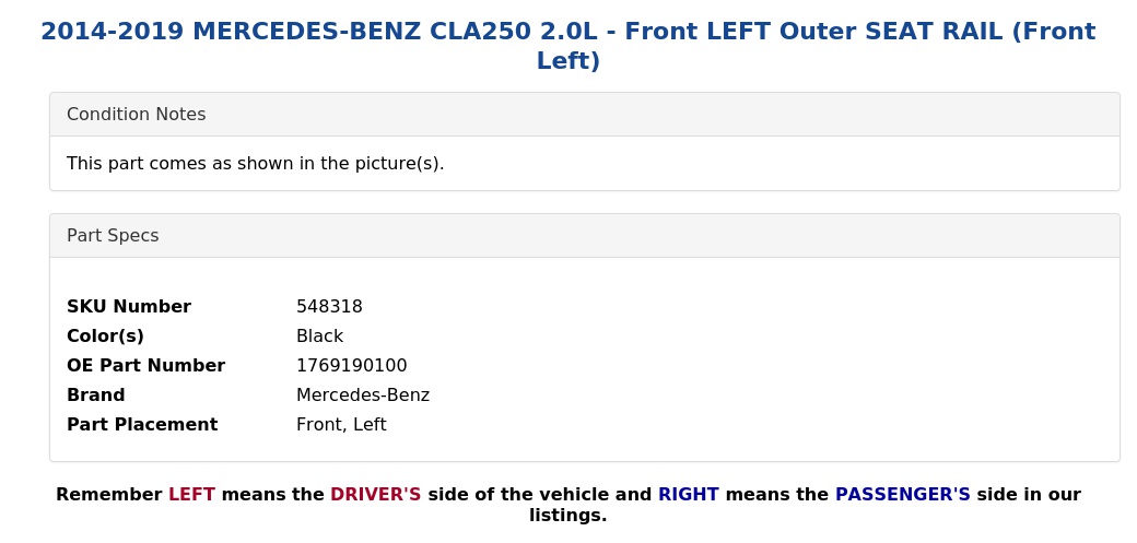 OUTER SEAT RAIL (FRONT LEFT)