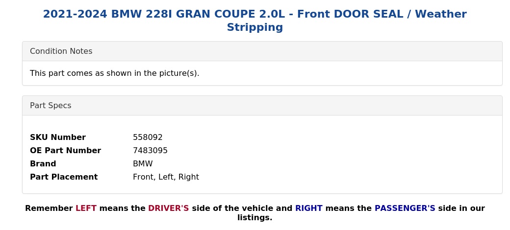 DOOR SEAL / WEATHER STRIPPING