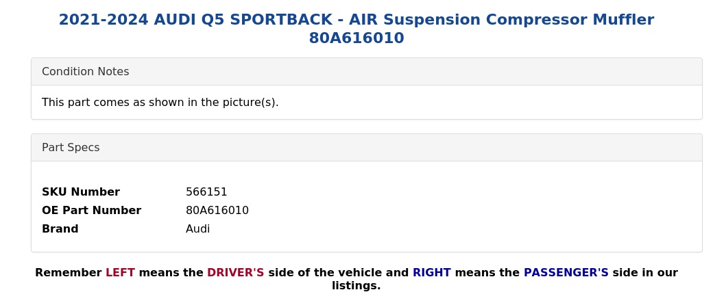 AIR SUSPENSION COMPRESSOR MUFFLER