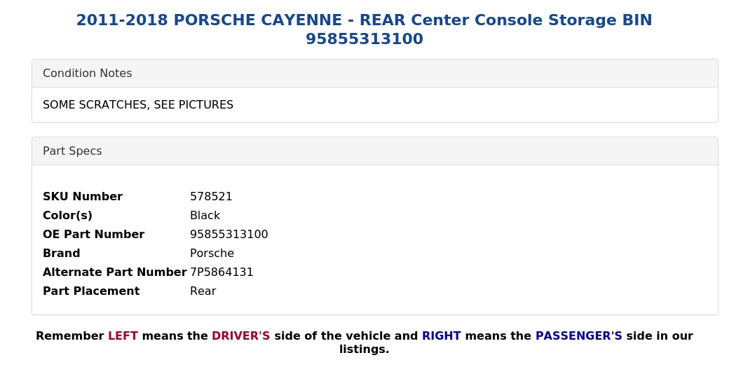 CENTER CONSOLE STORAGE BIN